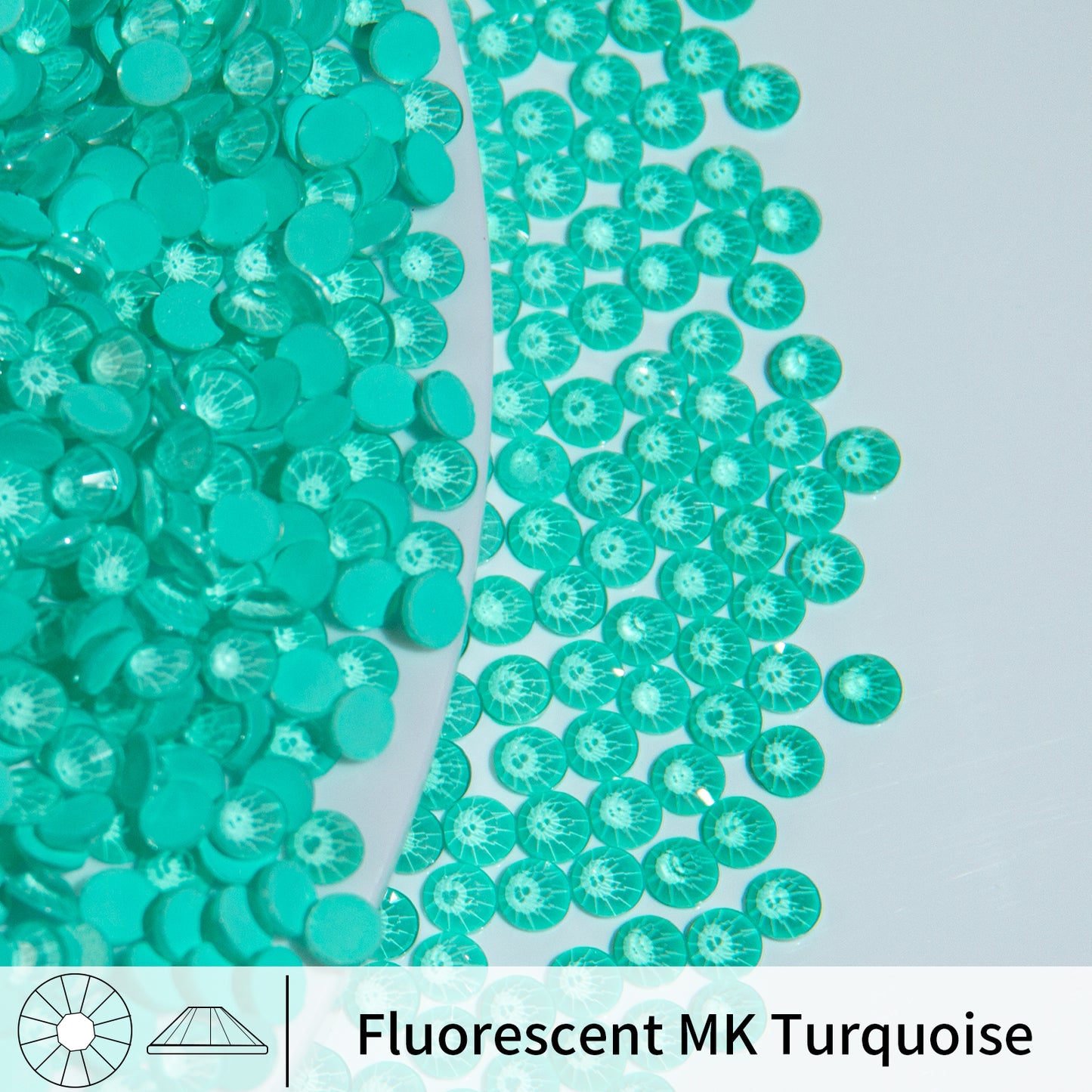 #156 Fluorescent MK Turquoise Glass Flat Back Rhinestones 1440pcs