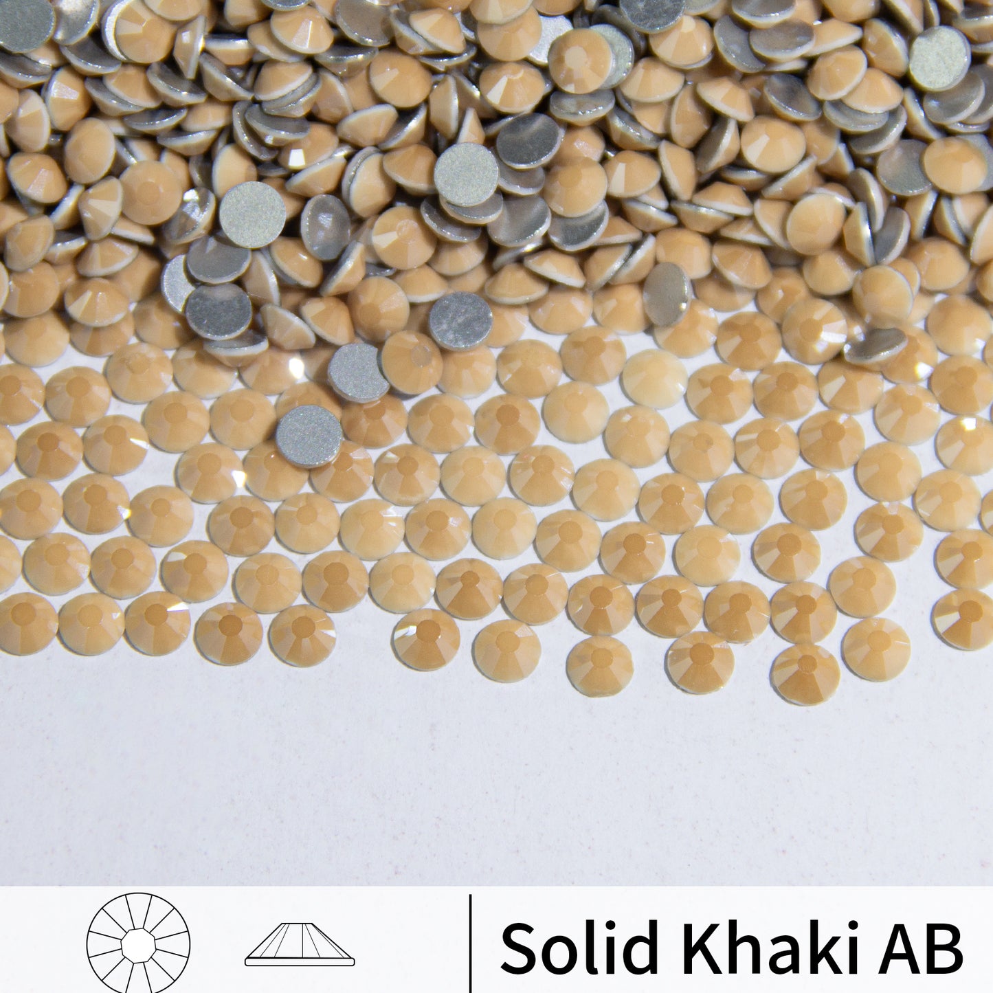 #196 Solid Khaki AB Glass Flat Back Rhinestones 1440pcs